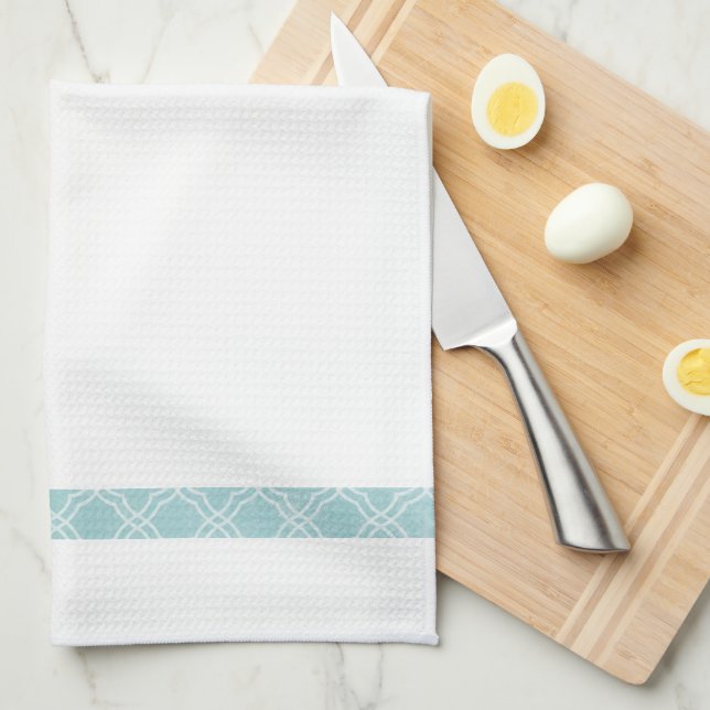 Elegant Simple Blue Border Tea Kitchen Towel (Quarter Fold)