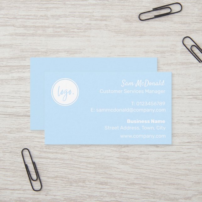 ELEGANT SIMPLE BLUE BUSINESS LOGO COMPANY BRAND BUSINESS CARD (Front/Back In Situ)