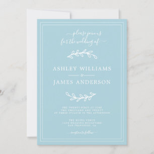 Elegant Simple Blue Glow Wedding invitation