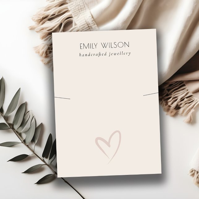 Elegant Simple Blush Heart Necklace Band Display Business Card (Creator Uploaded)