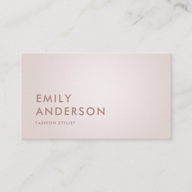 ELEGANT SIMPLE BLUSH PINK ROSE GOLD PROFESSIONAL BUSINESS CARD (Front)
