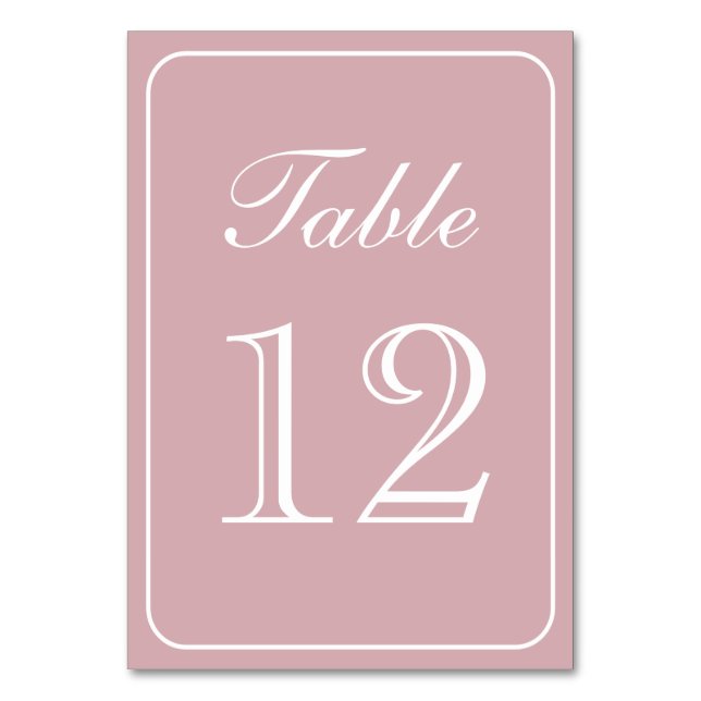 Elegant Simple Blush Table Number (Front)