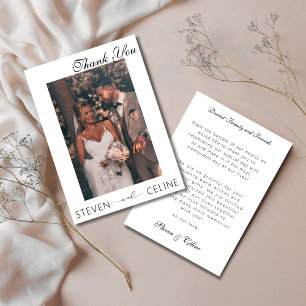 Elegant simple bohemian photo wedding  thank you card
