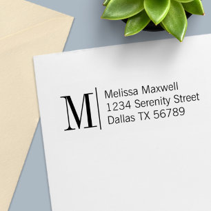 Elegant Simple Bold Monogram Address 2 Self-inking Stamp