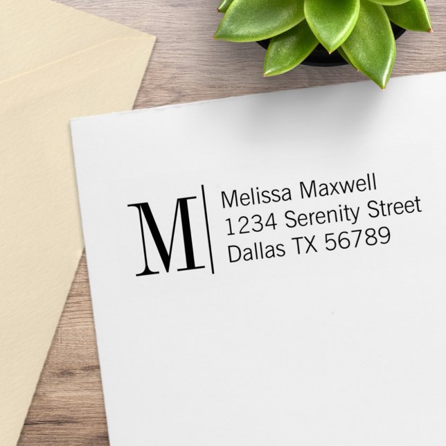 Elegant Simple Bold Monogram Address Rubber Stamp (Creator Uploaded)