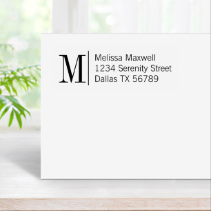 Elegant Simple Bold Monogram Address Rubber Stamp