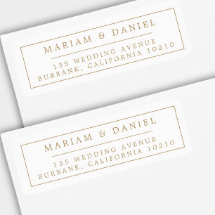 Elegant Simple Border Gold Wedding Return Address Label