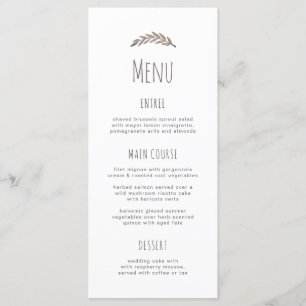 Elegant simple branch. Typography wedding Menu