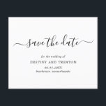 Elegant Simple Budget Wedding Save The Date<br><div class="desc">Simple non photo budget wedding Save the Date with a clean and minimalist design featuring an elegant touch with "save the date" in script with swashes.  A modern black and white Save the Date without pictures that coordinates beautifully with any style of wedding.</div>
