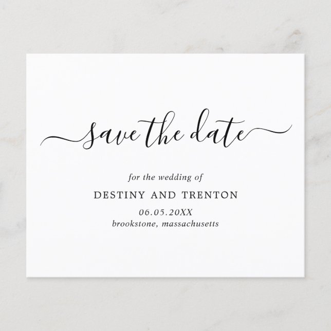 Elegant Simple Budget Wedding Save The Date Flyer (Front)
