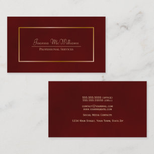Elegant Simple Burgundy & Gold Professional Business Card
