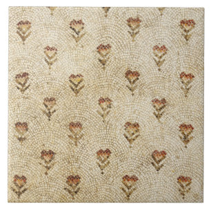 ELEGANT SIMPLE BYZANTINE MOSAIC FLOWERS Antique Ceramic Tile