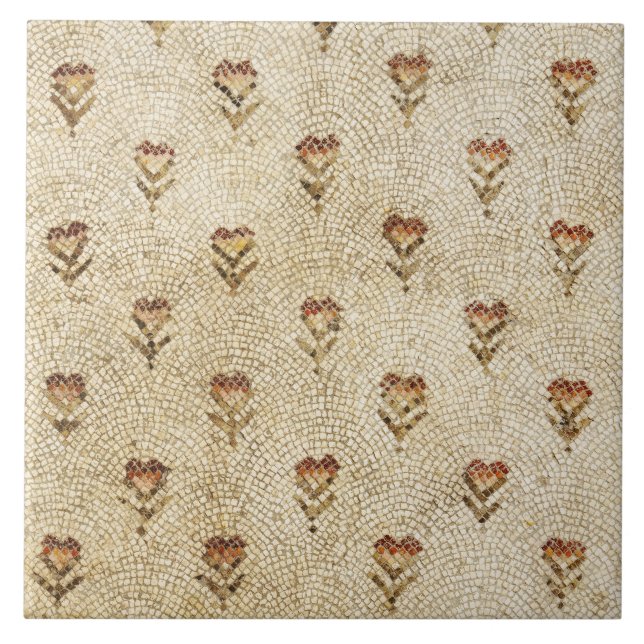ELEGANT SIMPLE BYZANTINE MOSAIC FLOWERS Antique  Ceramic Tile (Front)