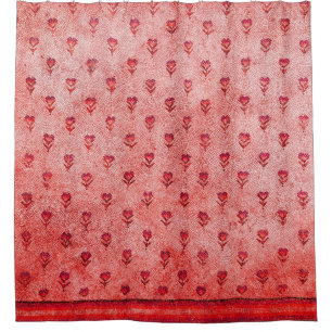 ELEGANT SIMPLE BYZANTINE MOSAIC FLOWERS  Pink Red Shower Curtain