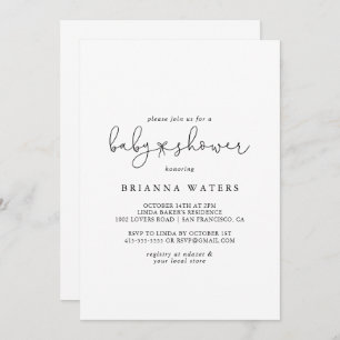 Elegant Simple Calligraphy Baby Shower  Invitation