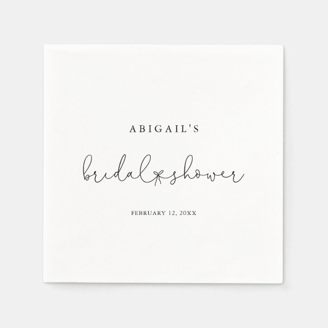 Elegant Simple Calligraphy Bridal Shower Napkins (Front)