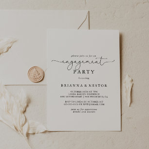 Elegant Simple Calligraphy Engagement Party  Invitation