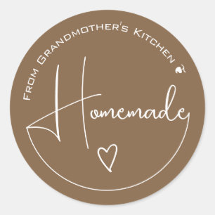 Elegant Simple Calligraphy Homemade Heart Brown Classic Round Sticker