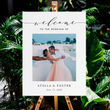 Elegant Simple Calligraphy Photo Wedding Welcome