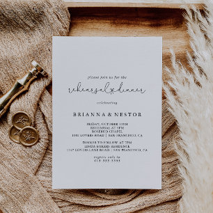 Elegant Simple Calligraphy Rehearsal Dinner   Invitation
