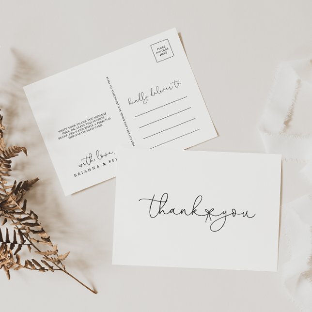 Elegant Simple Calligraphy Thank You Postcard (Creator Uploaded)
