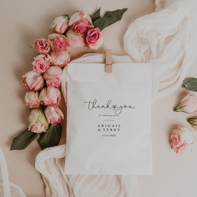 Elegant Simple Calligraphy Thank You Wedding  Favour Bag (Creator Uploaded)