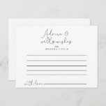 Elegant Simple Calligraphy Wedding Advice Card<br><div class="desc">This elegant simple calligraphy wedding advice card is perfect for a rustic wedding. The simple and elegant design features classic and fancy script typography in black and white.These cards are perfect for a wedding, bridal shower, baby shower, graduation party & more. Personalise the cards with the names of the bride...</div>