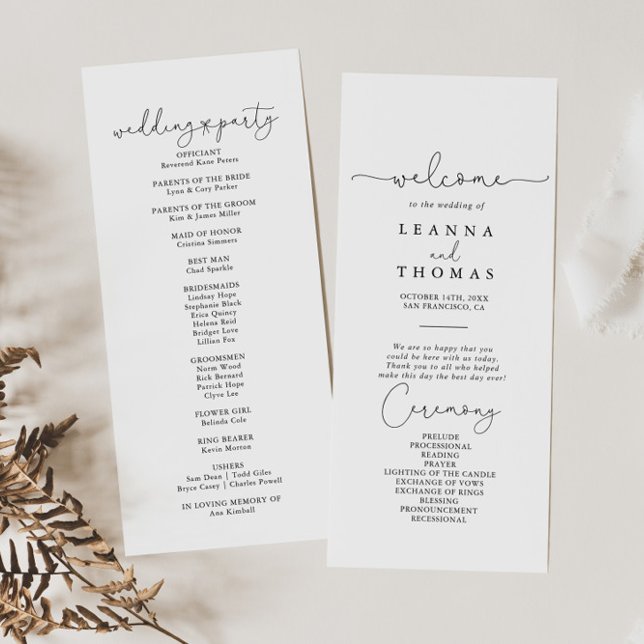 Elegant Simple Calligraphy Wedding Program (Creator Uploaded)