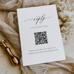 Elegant Simple Calligraphy Wedding QR Code RSVP Card