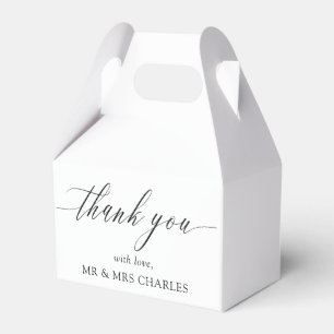 Elegant Simple Calligraphy Wedding Thank You Favour Box