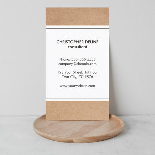 Elegant Simple Cardboard(printed) White Stripe Business Card