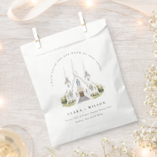 Elegant Simple Catholic Watercolor Church Wedding Favour Bag