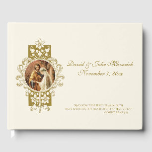 Elegant Simple Catholic Wedding Traditional Guest  Book