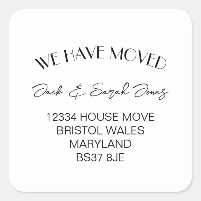 elegant simple Change of address  Square Sticker (Front)