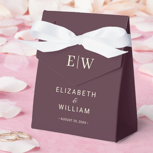 Elegant Simple Cherry Lacquer, Monogram Wedding Favour Box (Wedding)
