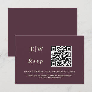 Elegant Simple Cherry Lacquer, Monogram Wedding RSVP Card