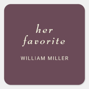 Elegant Simple Cherry Lacquer, Monogram Wedding Square Sticker