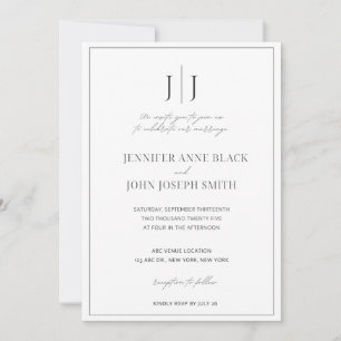 Elegant Simple Chic Black & White Wedding Invites