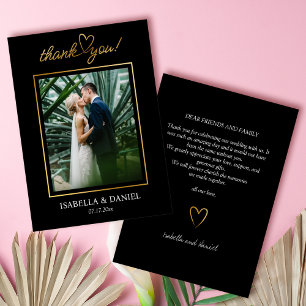 Elegant Simple Chic Script Love with Heart Wedding Thank You Card
