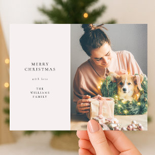 Elegant Simple Christmas   Modern Minimal Photo Holiday Postcard