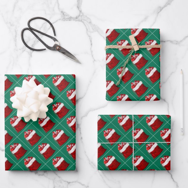 Elegant Simple Christmas Pine Tree Green Gift Wrapping Paper Sheet (Front)