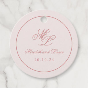 Elegant Simple Circle Pink Monogram Tag