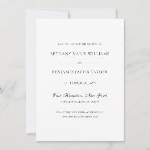 Elegant Simple Classic Black and White Wedding Save The Date