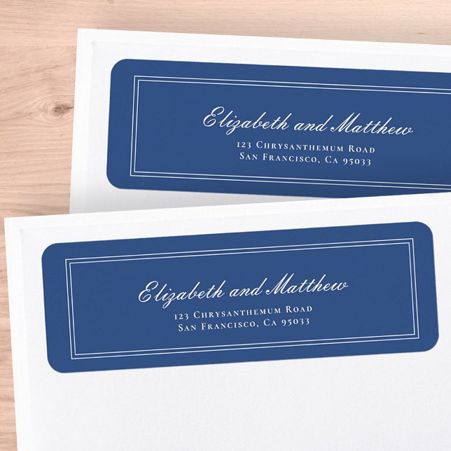 Elegant Simple Classic Blue Wedding Return Address Label (Creator Uploaded)