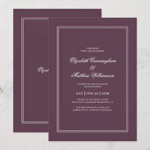 Elegant Simple Classic Cassis Wedding Invitation