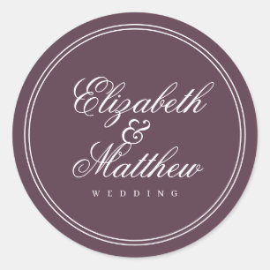 Elegant Simple Classic Cassis Wedding Round Sticker