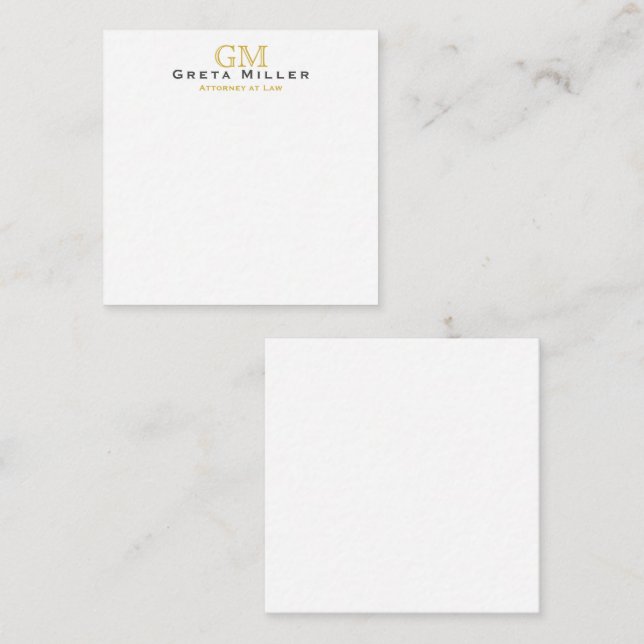 Elegant Simple Classic Gold Monogram Card (Front/Back)