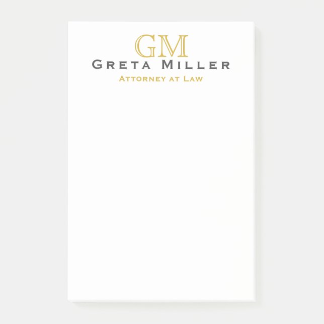 Elegant Simple Classic Gold Monogram  Post-it Notes (Front)
