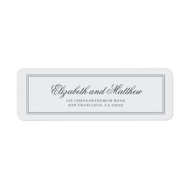 Elegant Simple Classic Wedding Return Address Label (Front)
