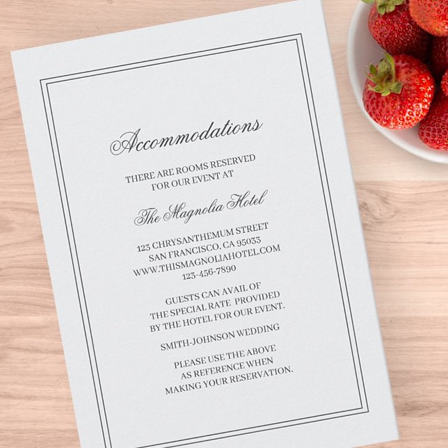 Elegant Simple Classic White Wedding Accommodation Enclosure Card (Creator Uploaded)